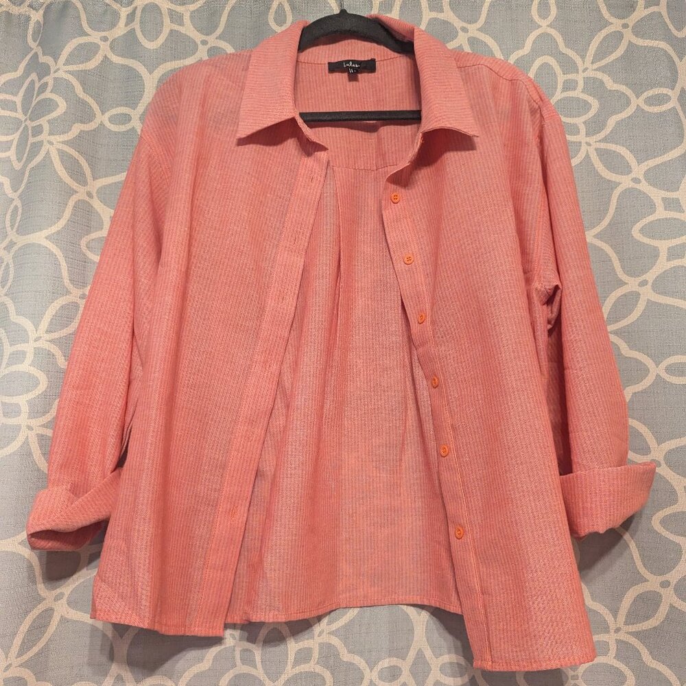 Lulus Verena Bright Pink Striped Collared Button-Up Top